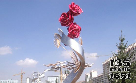 玫瑰花雕塑-城市不銹鋼玫瑰花雕塑 玫瑰花雕塑-城市不銹鋼玫瑰花雕塑高清圖片
