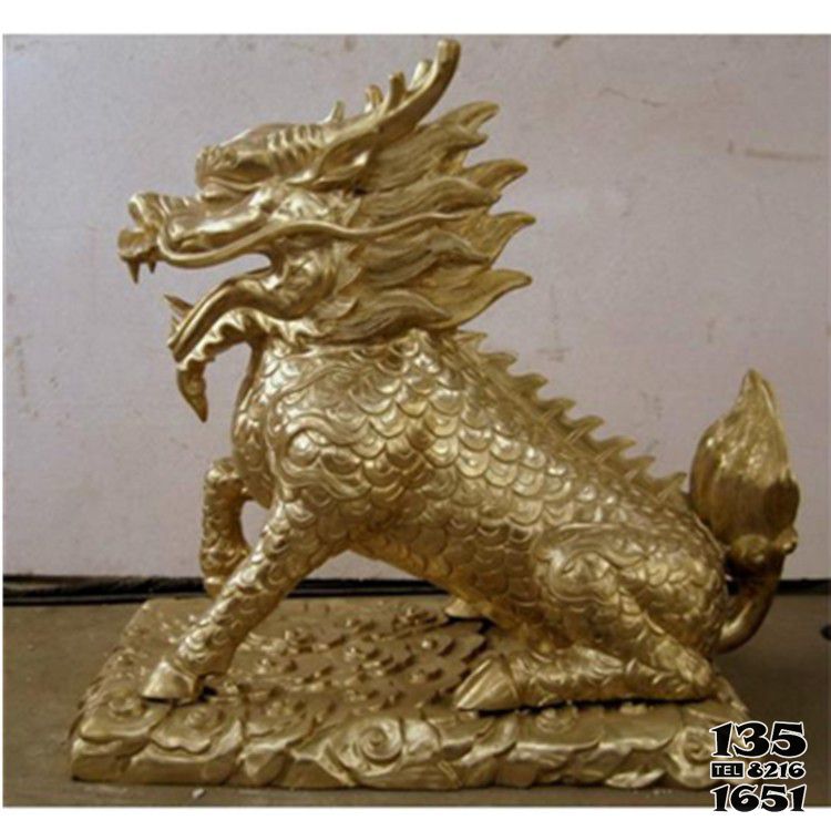 麒麟雕塑-戶外景觀不銹鋼噴金烤漆麒麟雕塑 麒麟雕塑-戶外景觀不銹鋼噴金烤漆麒麟雕塑高清圖片
