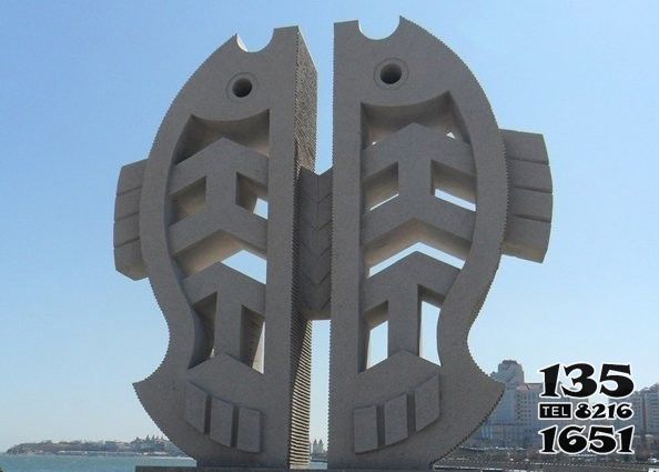 魚雕塑-景區戶外一對簡約石雕雙子魚雕塑 魚雕塑-景區戶外一對簡約石雕雙子魚雕塑高清圖片