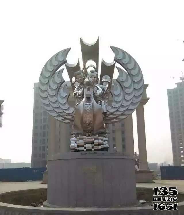 鳳凰雕塑-城市廣場(chǎng)創(chuàng)意不銹鋼浮雕鳳凰雕塑
