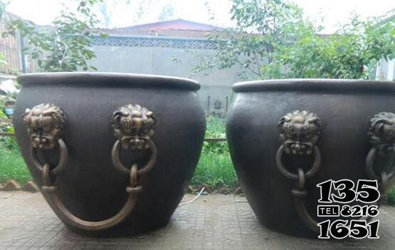 缸雕塑-水缸寺廟景觀銅雕神獸狴犴缸雕塑 缸雕塑-水缸寺廟景觀銅雕神獸狴犴缸雕塑高清圖片