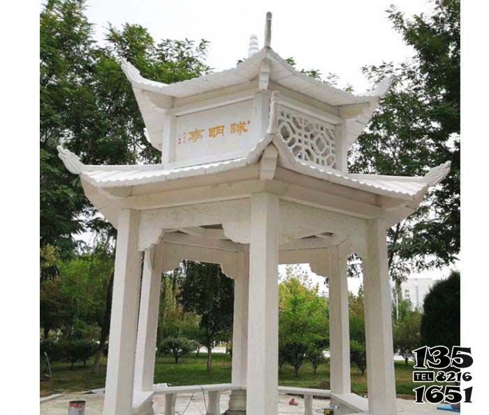 涼亭雕塑-大理石芝麻白雙層鏤空廣場公園擺放休閑仿古建涼亭雕塑 涼亭雕塑-大理石芝麻白雙層鏤空廣場公園擺放休閑仿古建涼亭雕塑高清圖片