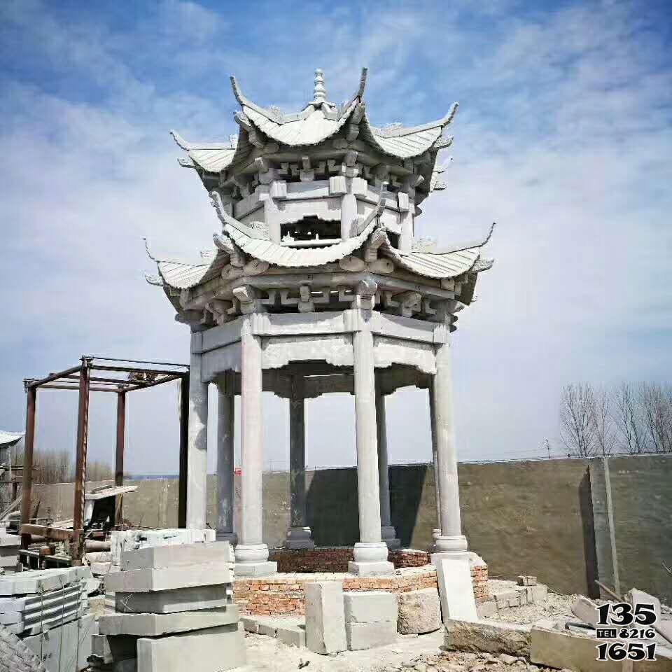 涼亭雕塑-家用庭院擺放青石仿古建雙層涼亭雕塑 涼亭雕塑-家用庭院擺放青石仿古建雙層涼亭雕塑高清圖片