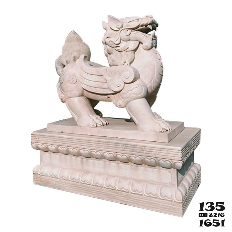 麒麟雕塑-寺院庭院大理石石雕麒麟雕塑 麒麟雕塑-寺院庭院大理石石雕麒麟雕塑高清圖片