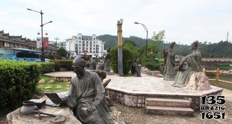 讀書雕塑-戶外庭院玻璃鋼仿銅古代男子讀書雕塑 讀書雕塑-戶外庭院玻璃鋼仿銅古代男子讀書雕塑高清圖片