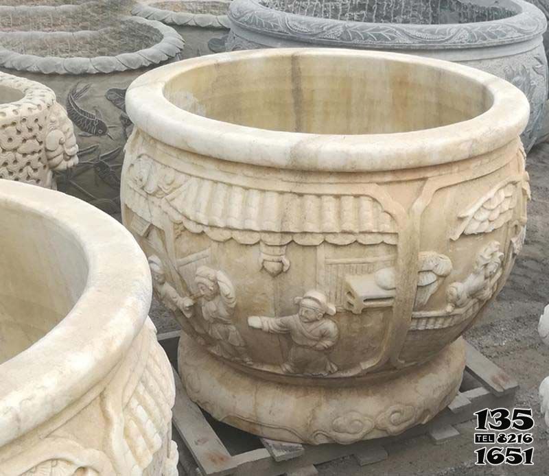 缸雕塑-黃崗巖石雕兒童水缸雕塑 缸雕塑-黃崗巖石雕兒童水缸雕塑高清圖片