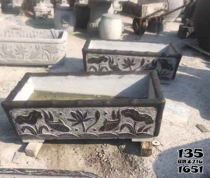 缸雕塑-庭院方形仿古石水缸雕塑 缸雕塑-庭院方形仿古石水缸雕塑高清圖片