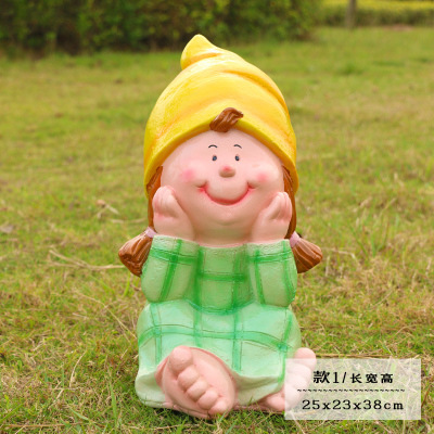 花園娃娃雕塑-草坪樹脂可愛摸臉的花園娃娃 花園娃娃雕塑-草坪樹脂可愛摸臉的花園娃娃高清圖片