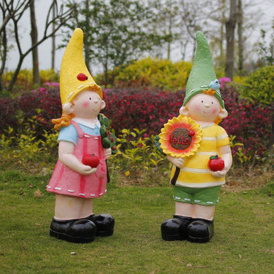 花園娃娃雕塑-戶外草坪玻璃鋼彩繪公園裝飾品景觀向日葵花園娃娃雕塑 花園娃娃雕塑-戶外草坪玻璃鋼彩繪公園裝飾品景觀向日葵花園娃娃雕塑高清圖片