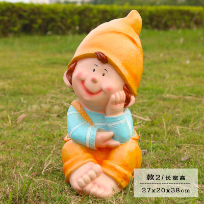 花園娃娃雕塑-公園創意玻璃鋼仿真卡通可愛的花園娃娃雕塑 花園娃娃雕塑-公園創意玻璃鋼仿真卡通可愛的花園娃娃雕塑高清圖片