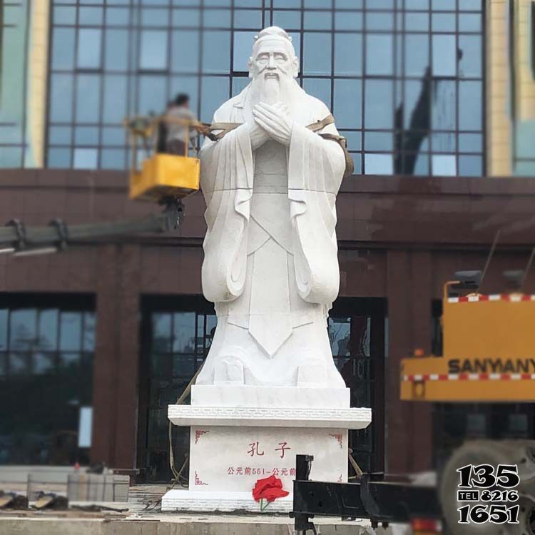 孔子雕塑-城市廣場創意漢白玉孔子雕塑 孔子雕塑-城市廣場創意漢白玉孔子雕塑高清圖片