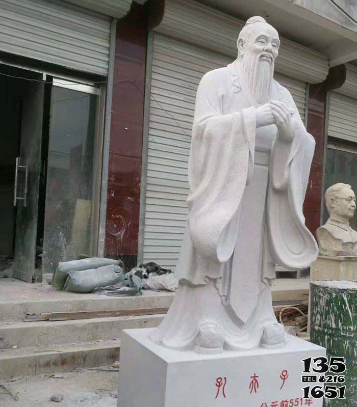 孔子雕塑-漢白玉先師孔子校園古代名人石雕 孔子雕塑-漢白玉先師孔子校園古代名人石雕高清圖片