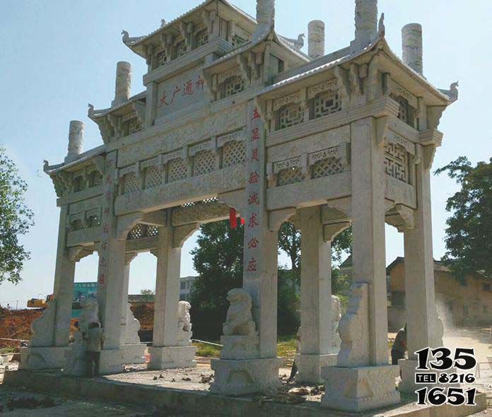 牌坊雕塑-園林花崗巖復式牌坊景觀-石雕 牌坊雕塑-園林花崗巖復式牌坊景觀-石雕高清圖片