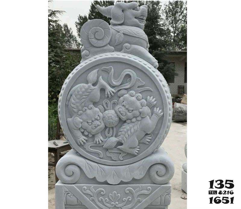 抱鼓石門墩雕塑-園林景觀擺放大理石抱鼓石雕塑 抱鼓石門墩雕塑-園林景觀擺放大理石抱鼓石雕塑高清圖片