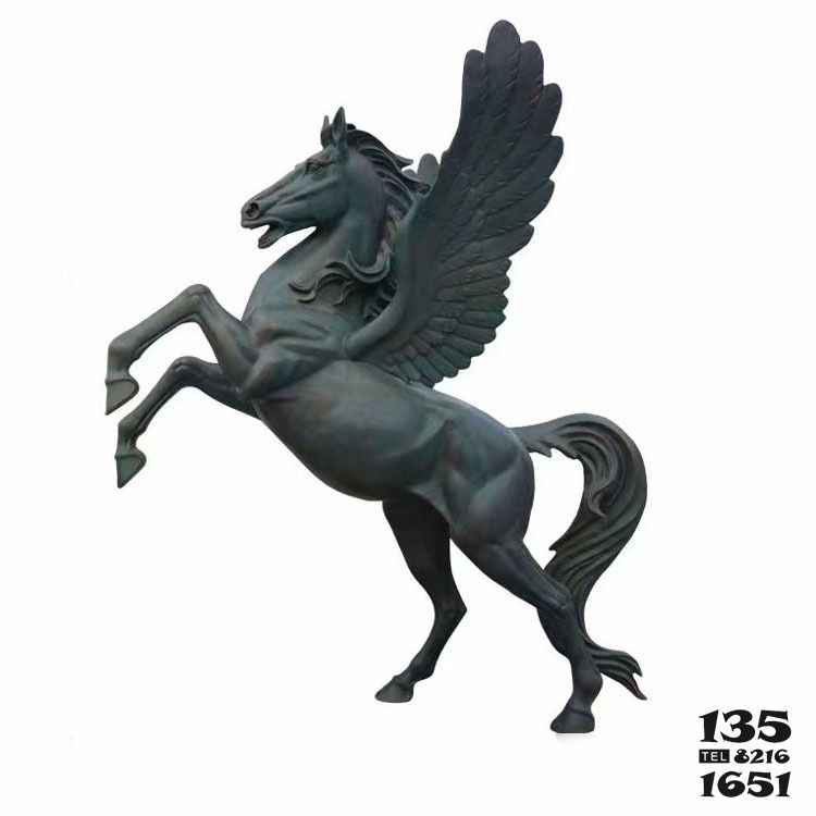 飛馬雕塑-街道上擺放的黑色的玻璃鋼噴漆飛馬雕塑 飛馬雕塑-街道上擺放的黑色的玻璃鋼噴漆飛馬雕塑高清圖片