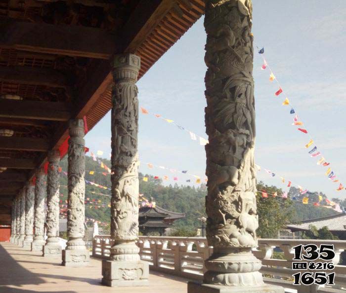 龍柱雕塑-寺廟大殿漢白玉浮雕龍柱石雕 龍柱雕塑-寺廟大殿漢白玉浮雕龍柱石雕高清圖片