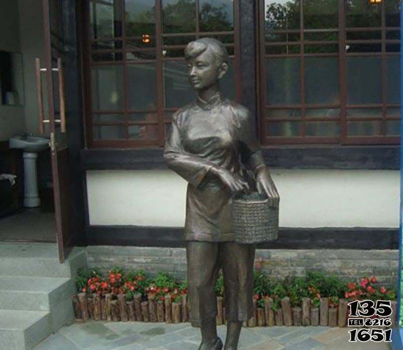茶雕塑-古代人物廣場銅雕女孩采茶雕塑 茶雕塑-古代人物廣場銅雕女孩采茶雕塑高清圖片
