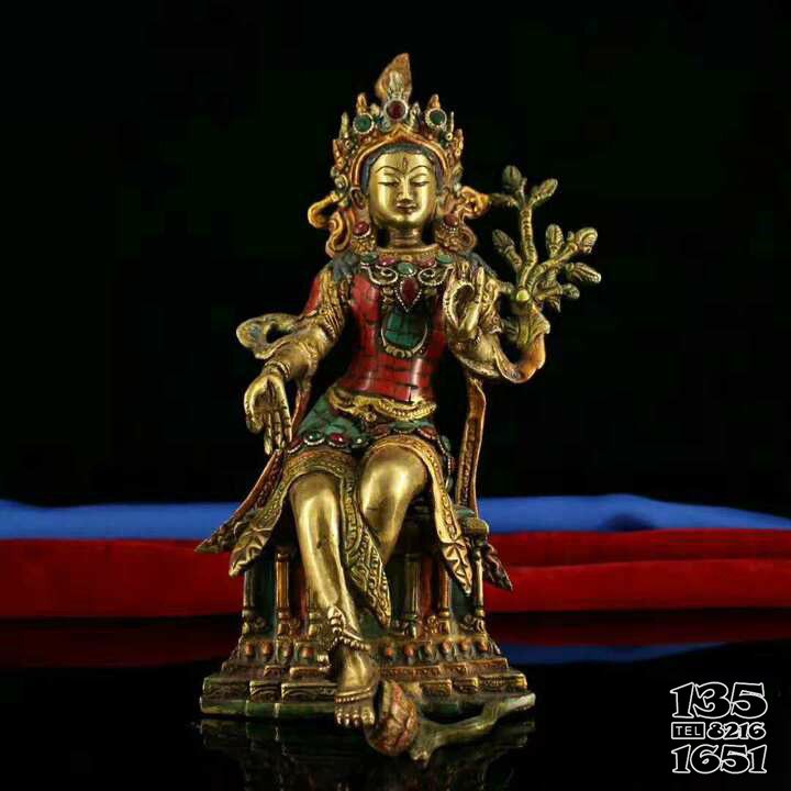 度母雕塑-不銹鋼噴金烤漆創(chuàng)意供奉佛像度母雕塑高清圖片