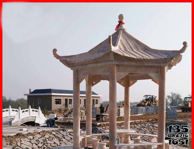 涼亭雕塑-戶外園林裝飾晚霞紅仿古建休息涼亭雕塑 涼亭雕塑-戶外園林裝飾晚霞紅仿古建休息涼亭雕塑高清圖片