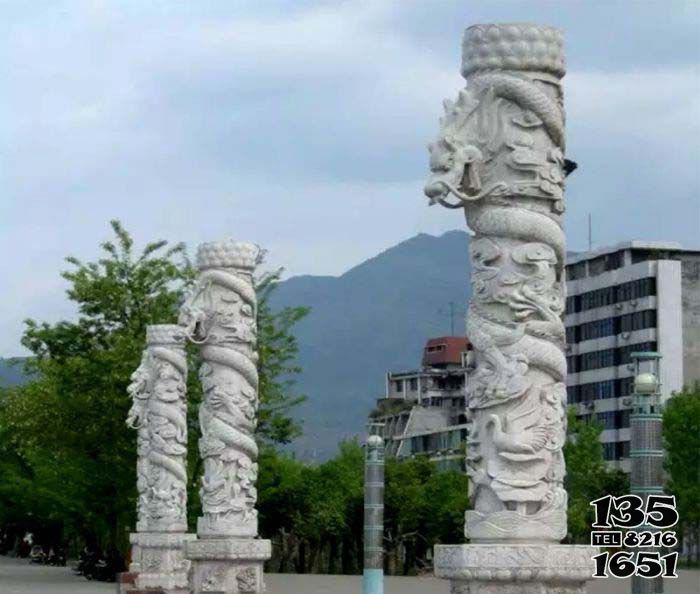 龍柱雕塑-廣場景觀大理石龍柱石雕 龍柱雕塑-廣場景觀大理石龍柱石雕高清圖片