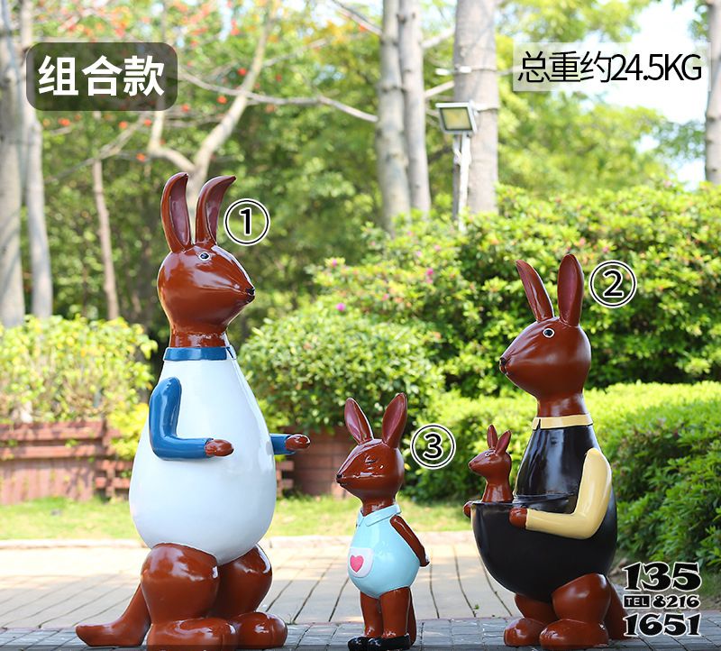袋鼠雕塑-公園站立三只玻璃鋼袋鼠雕塑 袋鼠雕塑-公園站立三只玻璃鋼袋鼠雕塑高清圖片