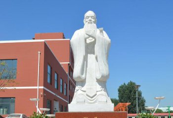 孔子雕塑-漢白玉校園教育家孔子石雕像