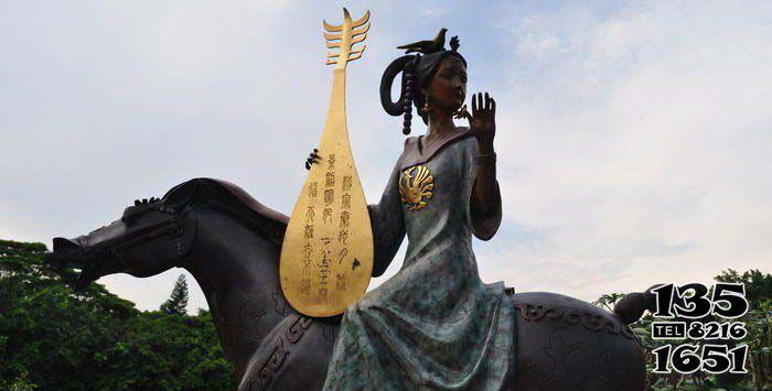 騎馬雕塑-公園銅雕拿琵琶古代美女騎馬雕塑 騎馬雕塑-公園銅雕拿琵琶古代美女騎馬雕塑