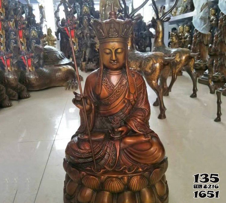 地藏王雕塑-寺廟銅雕坐式菩薩地藏王雕塑 地藏王雕塑-寺廟銅雕坐式菩薩地藏王雕塑高清圖片