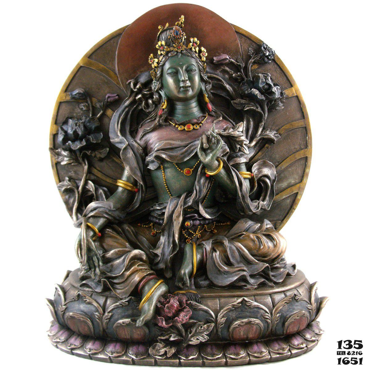 度母雕塑-玻璃鋼仿銅彩繪福雕塑度母雕塑高清圖片
