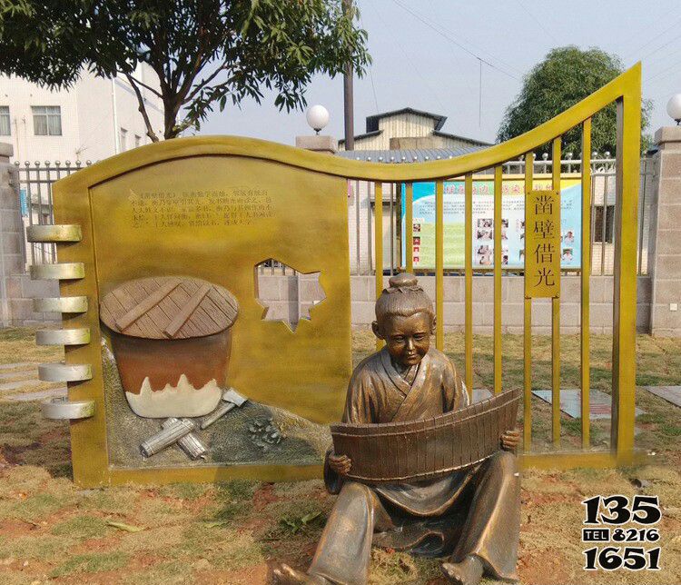 兒童雕塑-校園鑿壁借光兒童銅雕兒童雕塑 兒童雕塑-校園鑿壁借光兒童銅雕兒童雕塑高清圖片