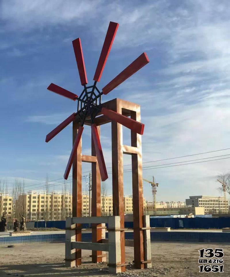風車雕塑-城市花園廣場防舊不銹鋼風車雕塑 風車雕塑-城市花園廣場防舊不銹鋼風車雕塑高清圖片