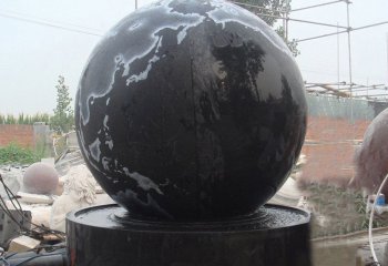 風水球雕塑-商業廣場擺放大型中國黑風水球石雕