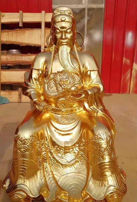 關公雕塑-不銹鋼鎏金貼金大型寺廟景觀關公雕塑 關公雕塑-不銹鋼鎏金貼金大型寺廟景觀關公雕塑高清圖片