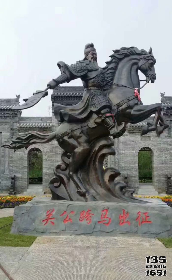 關公雕塑-戶外廣場大型銅雕騎馬的關公雕塑 關公雕塑-戶外廣場大型銅雕騎馬的關公雕塑高清圖片