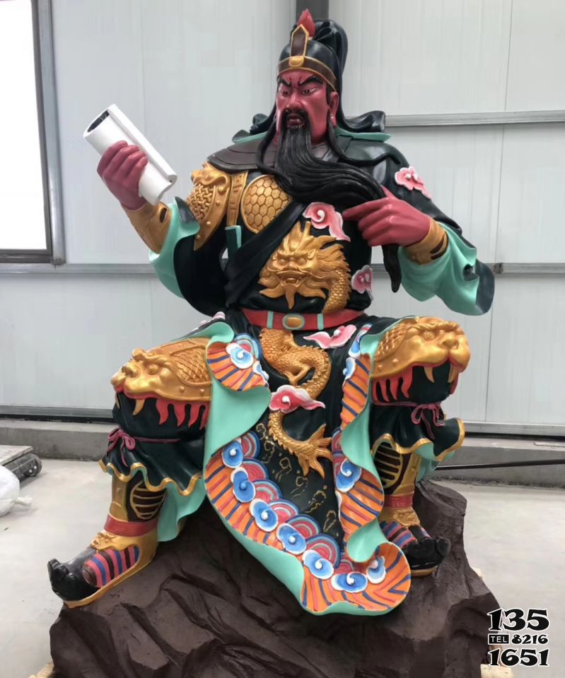 關公雕塑-景點大型玻璃鋼彩繪看書的關公雕塑 關公雕塑-景點大型玻璃鋼彩繪看書的關公雕塑