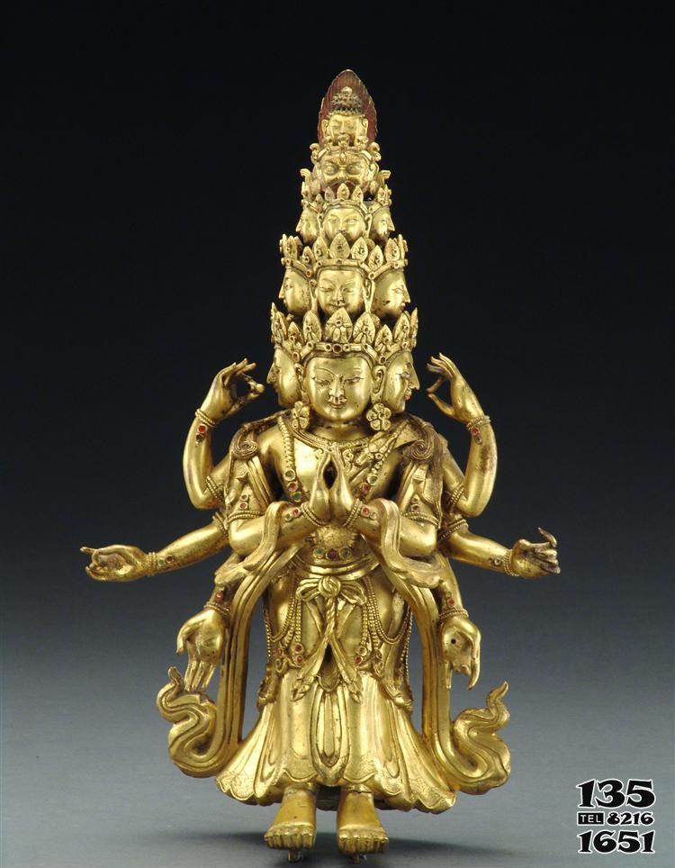 觀音雕塑-不銹鋼噴金烤漆寺廟十一面觀音雕塑 觀音雕塑-不銹鋼噴金烤漆寺廟十一面觀音雕塑