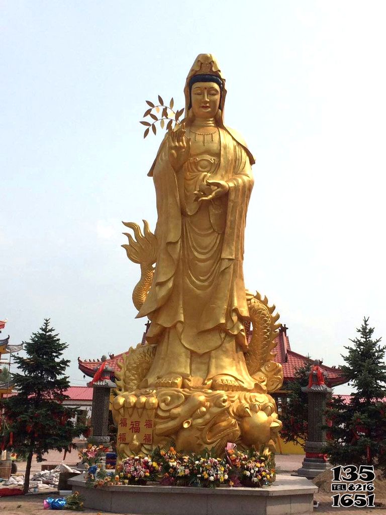 觀音雕塑-不銹鋼噴金烤漆大型景觀觀音雕塑 觀音雕塑-不銹鋼噴金烤漆大型景觀觀音雕塑高清圖片