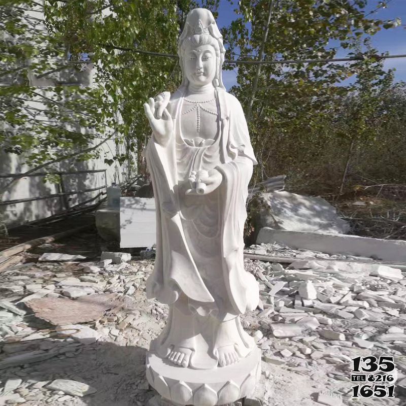 觀音雕塑-漢白玉石雕大型景觀觀音雕塑 觀音雕塑-漢白玉石雕大型景觀觀音雕塑高清圖片