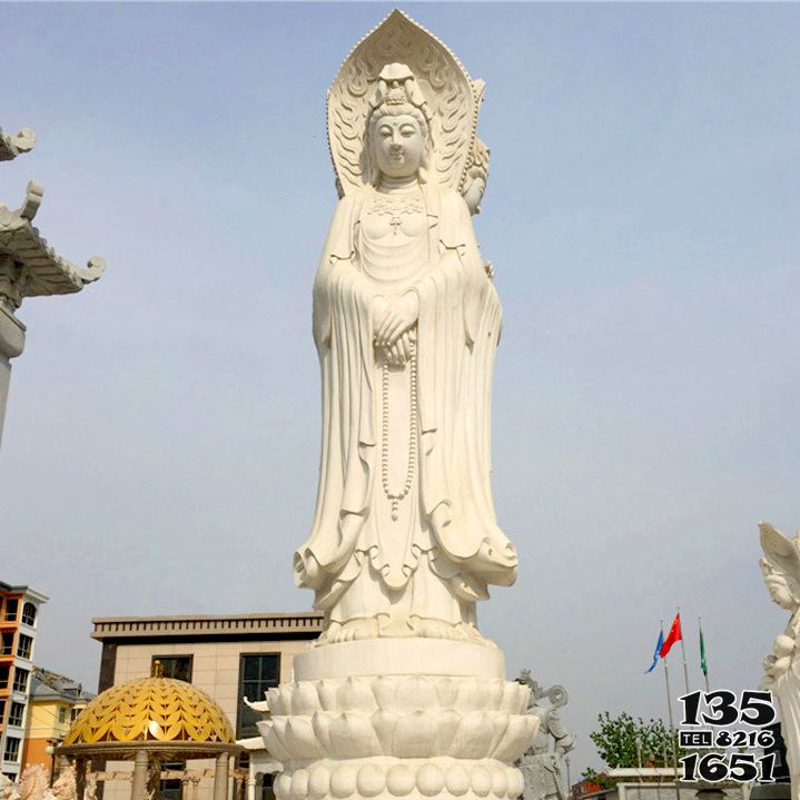 觀音雕塑-戶外大型三面漢白玉石雕觀音雕塑 觀音雕塑-戶外大型三面漢白玉石雕觀音雕塑高清圖片