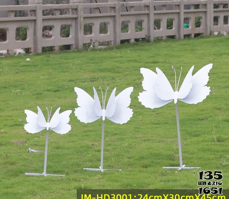 蝴蝶雕塑-三只不銹鋼庭院蝴蝶雕塑 蝴蝶雕塑-三只不銹鋼庭院蝴蝶雕塑高清圖片