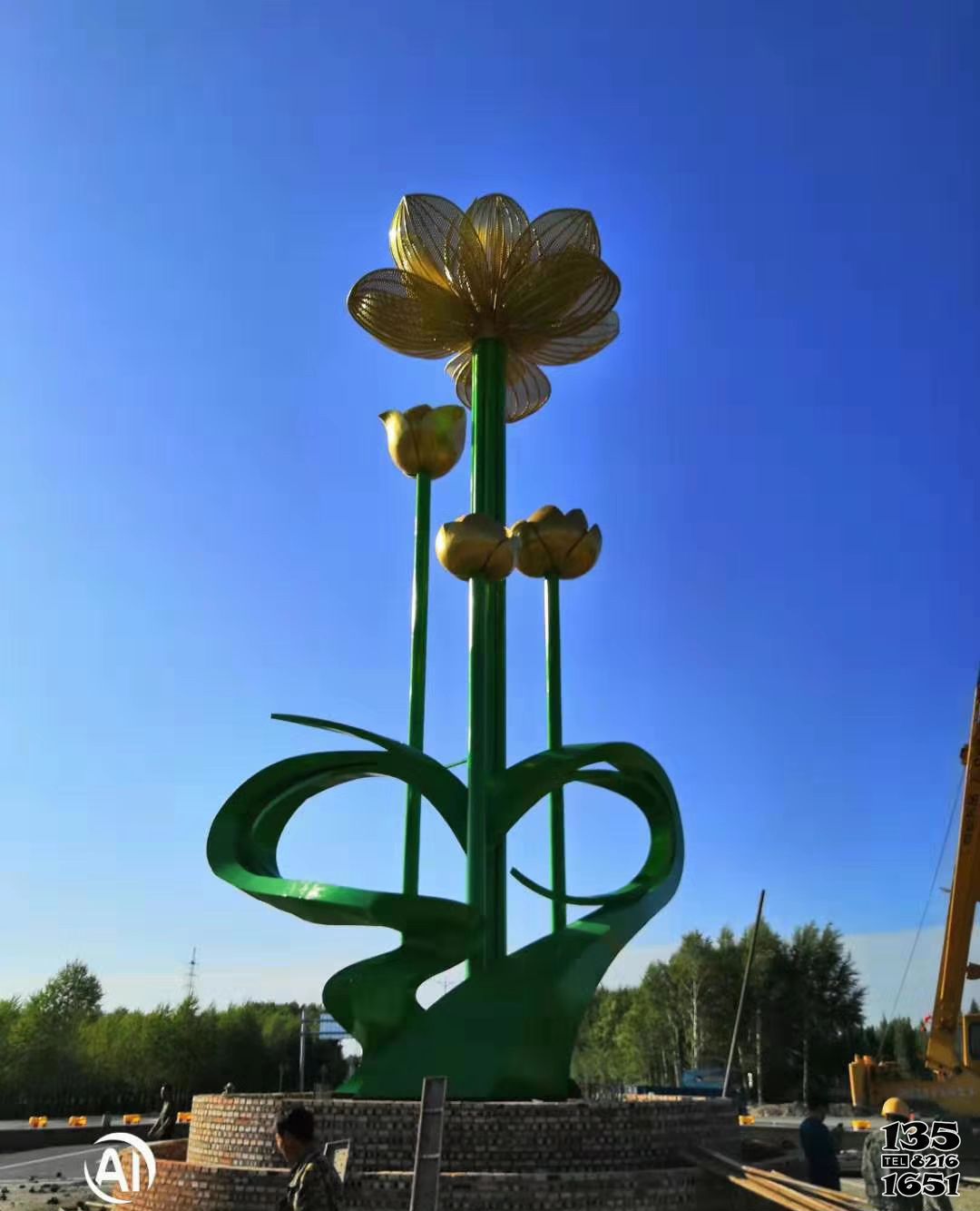 花朵雕塑-大型企業廣場彩色不銹鋼花朵綻放雕塑 花朵雕塑-大型企業廣場彩色不銹鋼花朵綻放雕塑