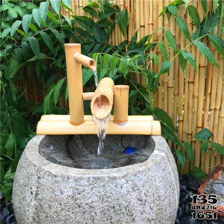 花盆雕塑-大理石石雕戶外公園竹子流水花盆雕塑 花盆雕塑-大理石石雕戶外公園竹子流水花盆雕塑高清圖片