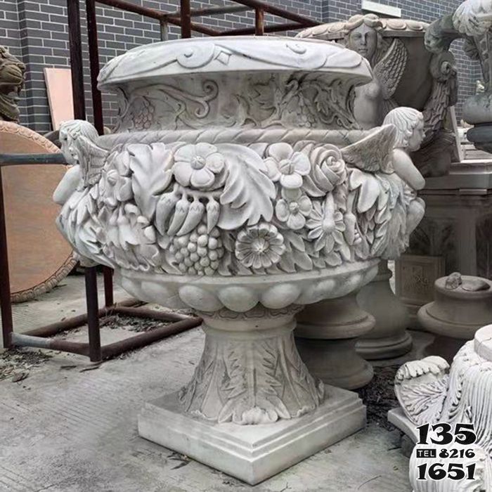 花盆雕塑-漢白玉歐式浮雕人物花朵花盆雕塑 花盆雕塑-漢白玉歐式浮雕人物花朵花盆雕塑高清圖片