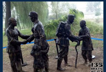 解放軍雕塑-廣場銅雕慰問老人的解放軍雕塑