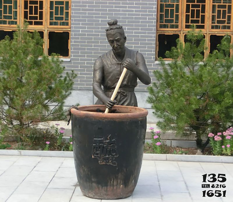 酒文化雕塑-戶外景創意銅雕攪拌酒缸的酒文化雕塑 酒文化雕塑-戶外景創意銅雕攪拌酒缸的酒文化雕塑