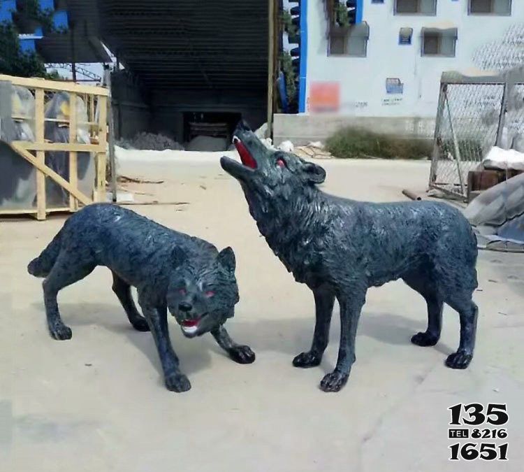 狼雕塑-景區兩只玻璃鋼狼雕塑 狼雕塑-景區兩只玻璃鋼狼雕塑高清圖片