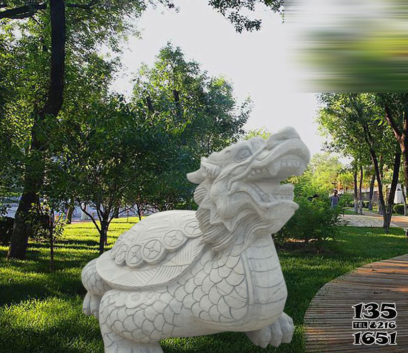 龍龜雕塑-公園里擺放的漢白玉石雕創意龍龜雕塑 龍龜雕塑-公園里擺放的漢白玉石雕創意龍龜雕塑高清圖片