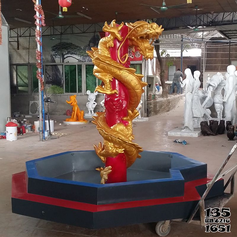 龍柱雕塑-彩繪雕刻玻璃鋼仿龍寺廟擺件 龍柱雕塑-彩繪雕刻玻璃鋼仿龍寺廟擺件高清圖片