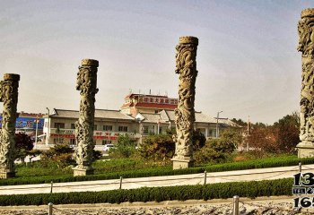 龍柱雕塑-城市景點(diǎn)廣場(chǎng)擺放仿古青石龍柱雕塑