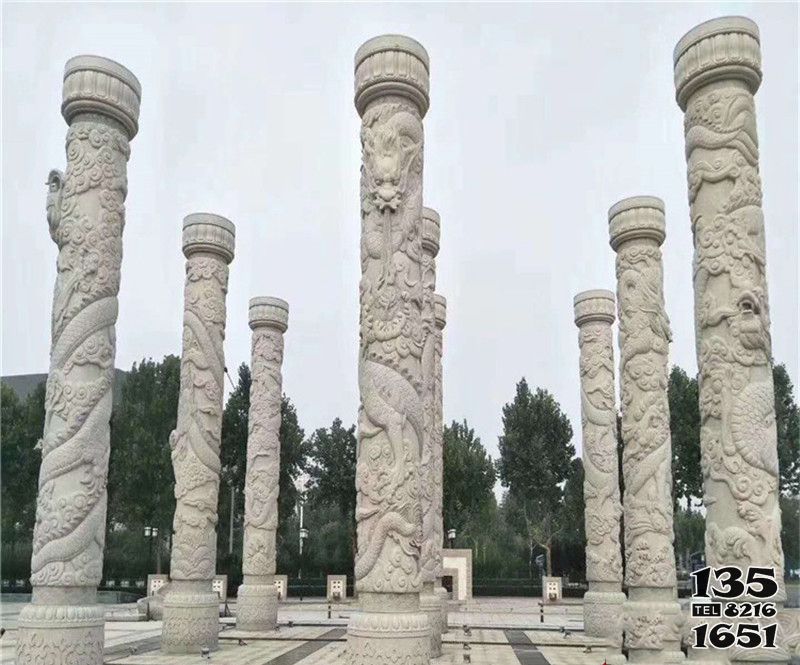 龍柱雕塑-公園廣場擺放漢白玉浮雕龍柱風水擺件 龍柱雕塑-公園廣場擺放漢白玉浮雕龍柱風水擺件高清圖片